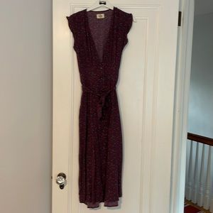 Like new!Marine Layer Burgundy Floral Small Midi Dress